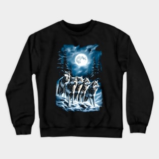 Wolf pack at night winter fanatsy Crewneck Sweatshirt